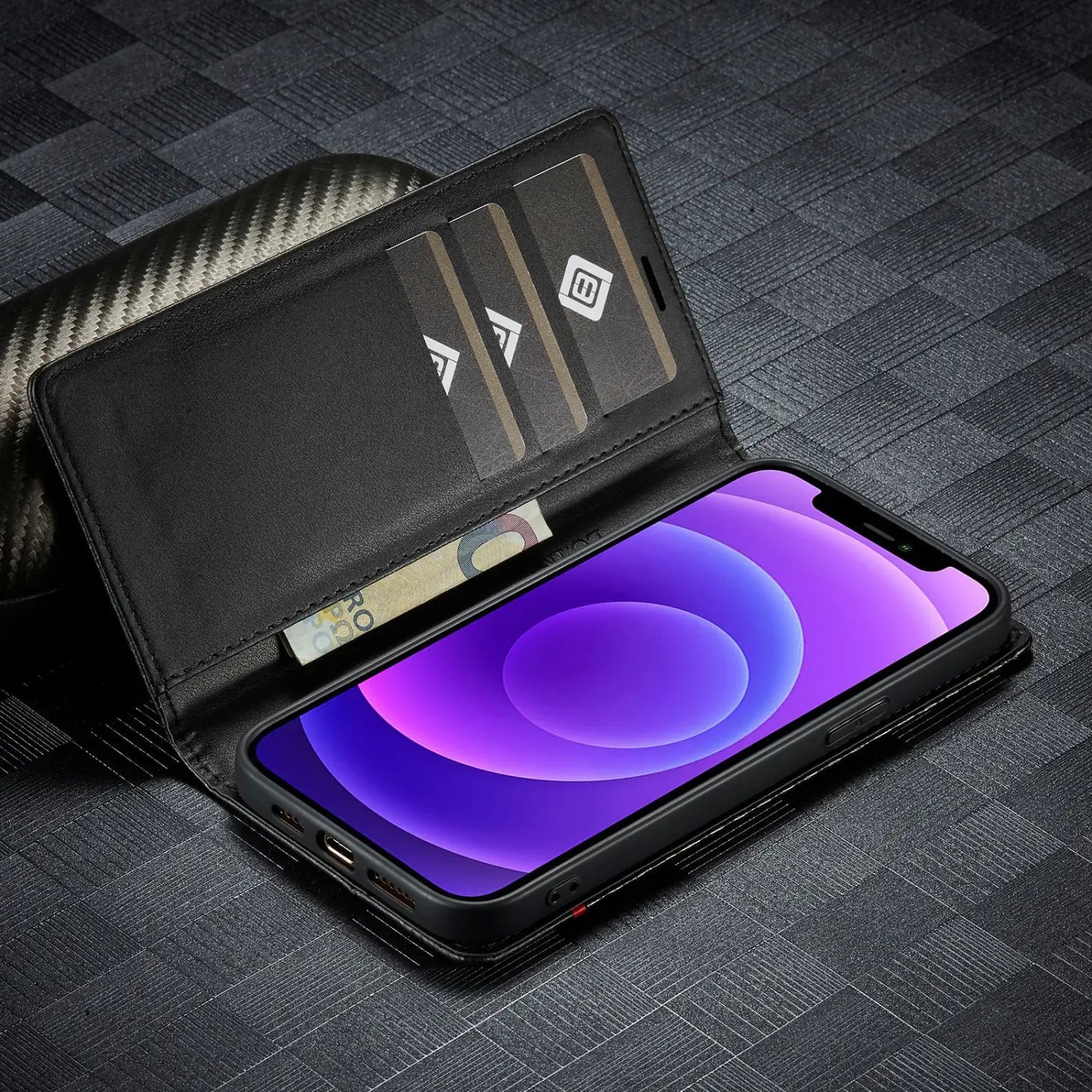 Stylish Carbon Fiber Leather Phone Case for New Models