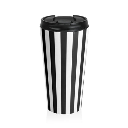 Stylish Vintage Black White Striped Stainless Steel Travel Mug Tumbler. - 15oz - Mug