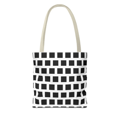 Tote Bag Black Square Pattern Shoulder Bag Versatile and Durable