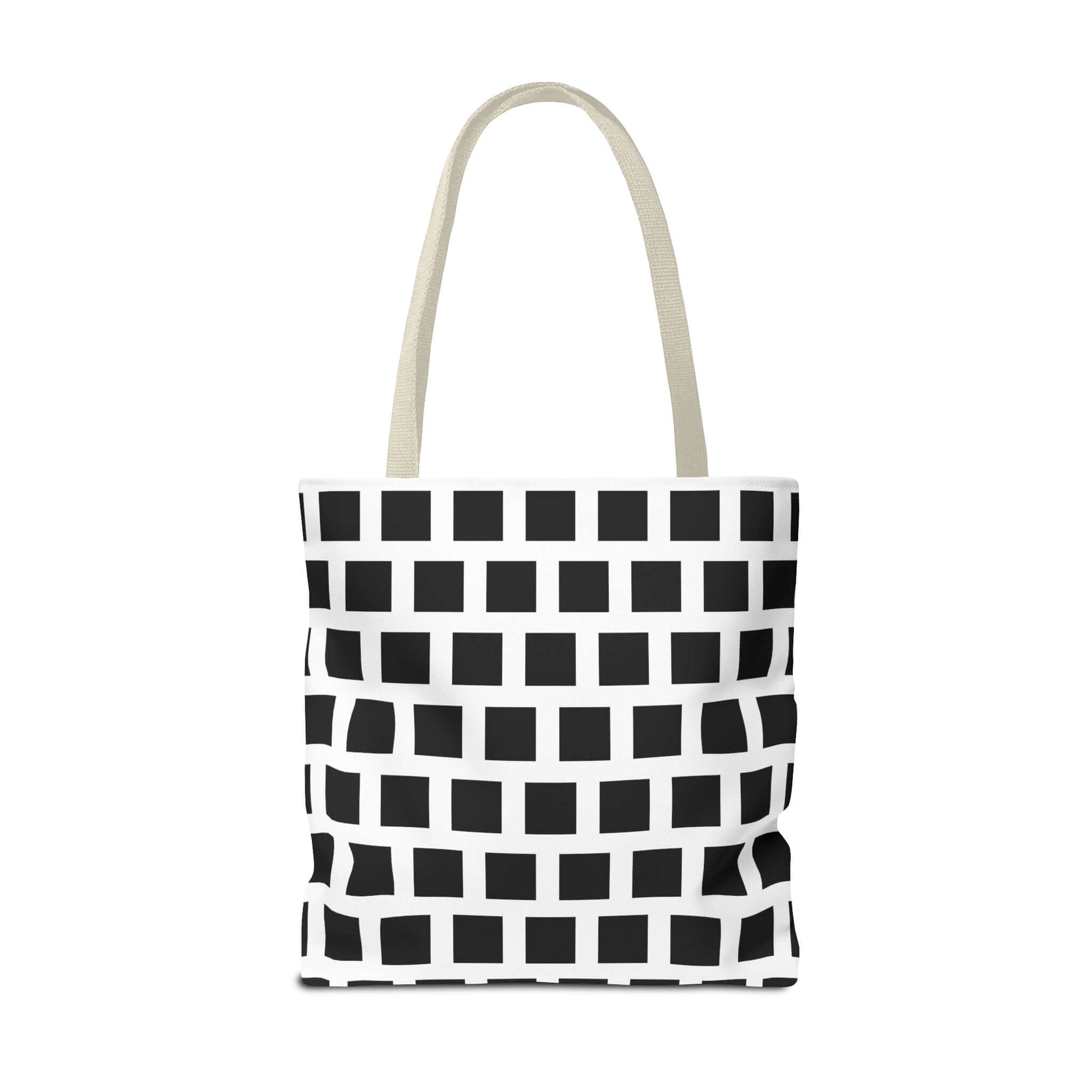 Tote Bag Black Square Pattern Shoulder Bag Versatile and Durable