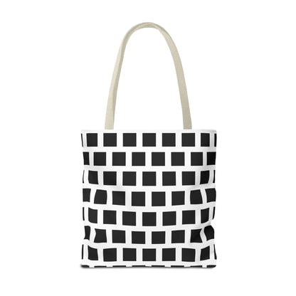 Tote Bag Black Square Pattern Shoulder Bag Versatile and Durable