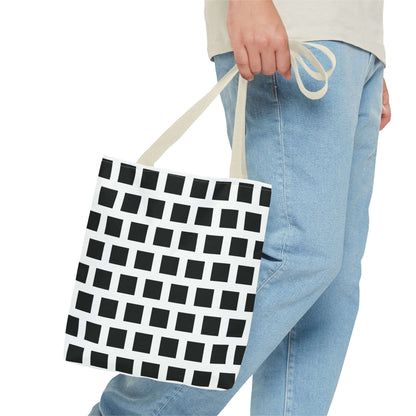 Tote Bag Black Square Pattern Shoulder Bag Versatile and Durable