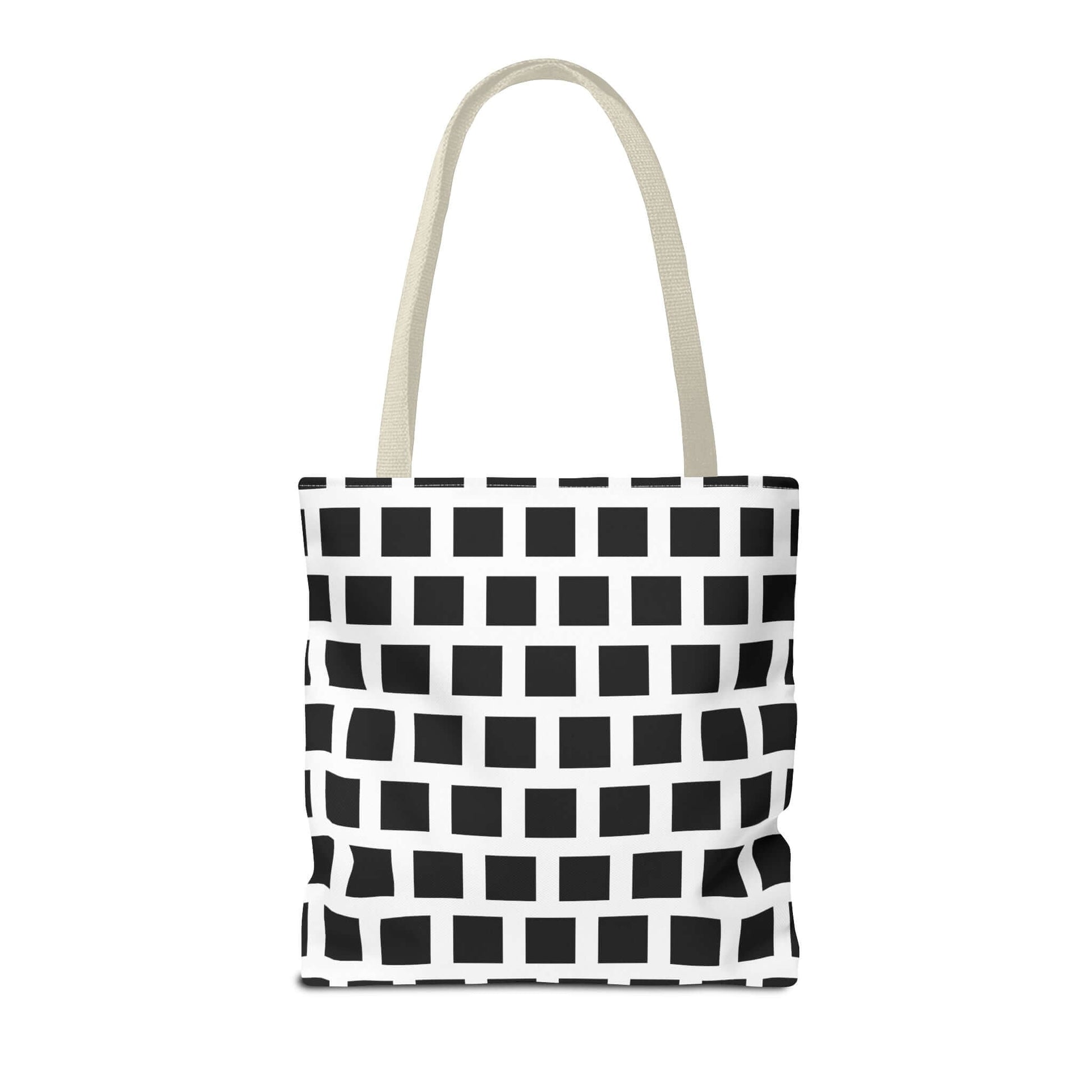 Tote Bag Black Square Pattern Shoulder Bag Versatile and Durable