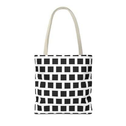 Tote Bag Black Square Pattern Shoulder Bag Versatile and Durable