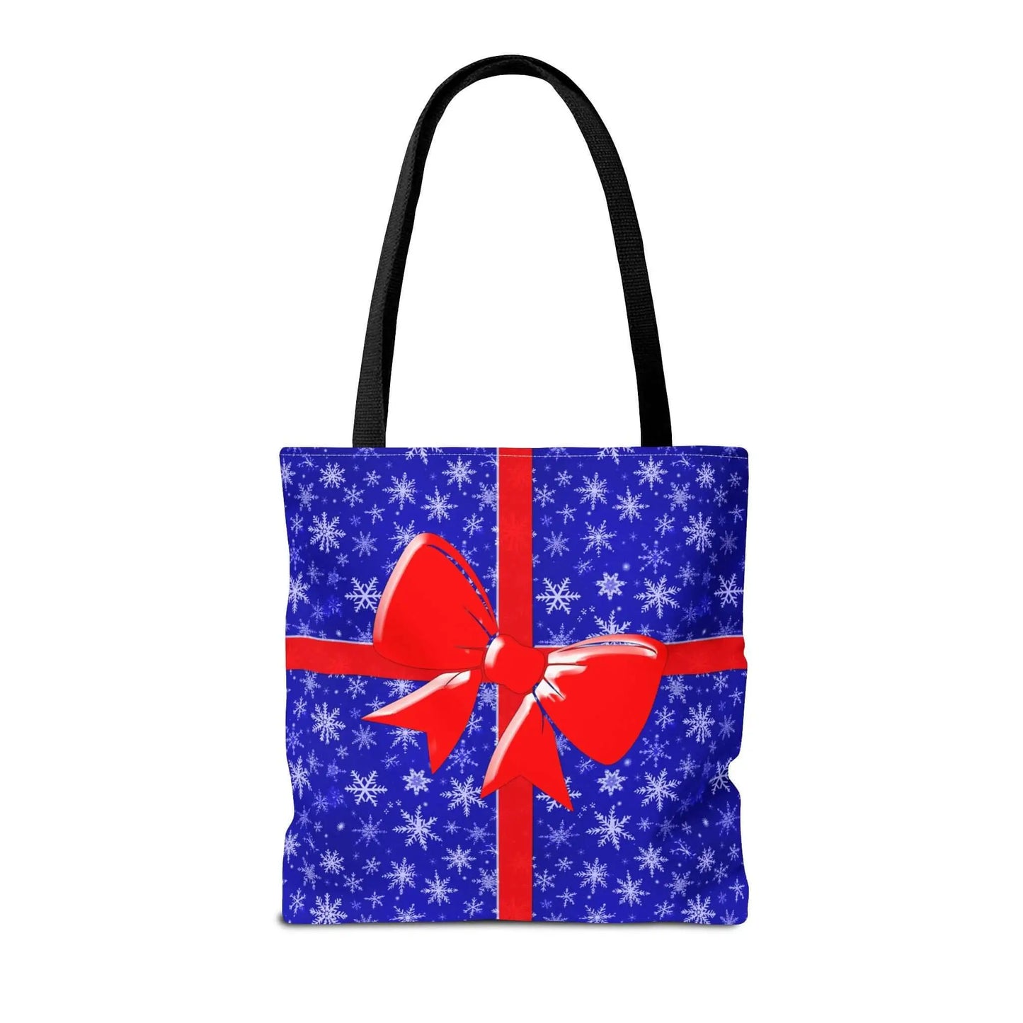 Tote Bag Blue with Red Bow Christmas Present - Bags