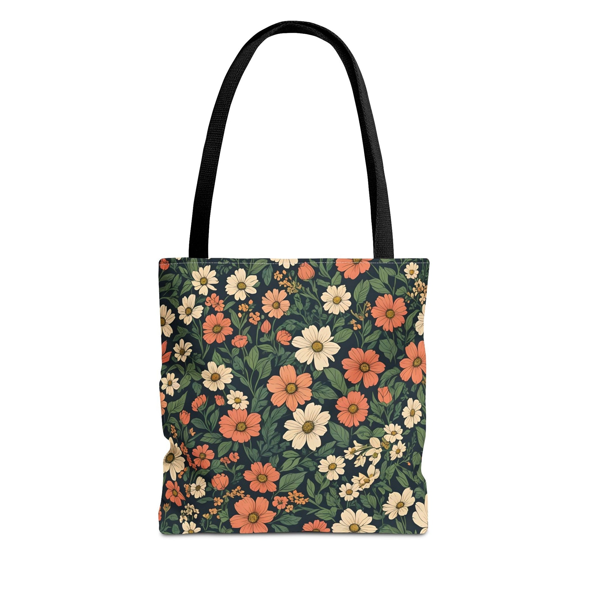 Tote Bag Floral Design Shopping Carry Travel Bag - 13’’ × 13’’ / Black - Tote Bag