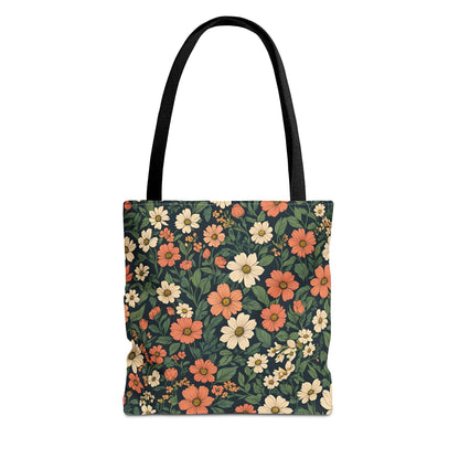 Tote Bag Floral Design Shopping Carry Travel Bag - 13’’ × 13’’ / Black - Tote Bag