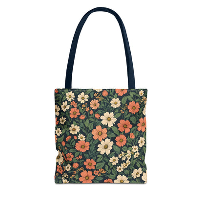 Tote Bag Floral Design Shopping Carry Travel Bag - 13’’ × 13’’ / Navy - Tote Bag