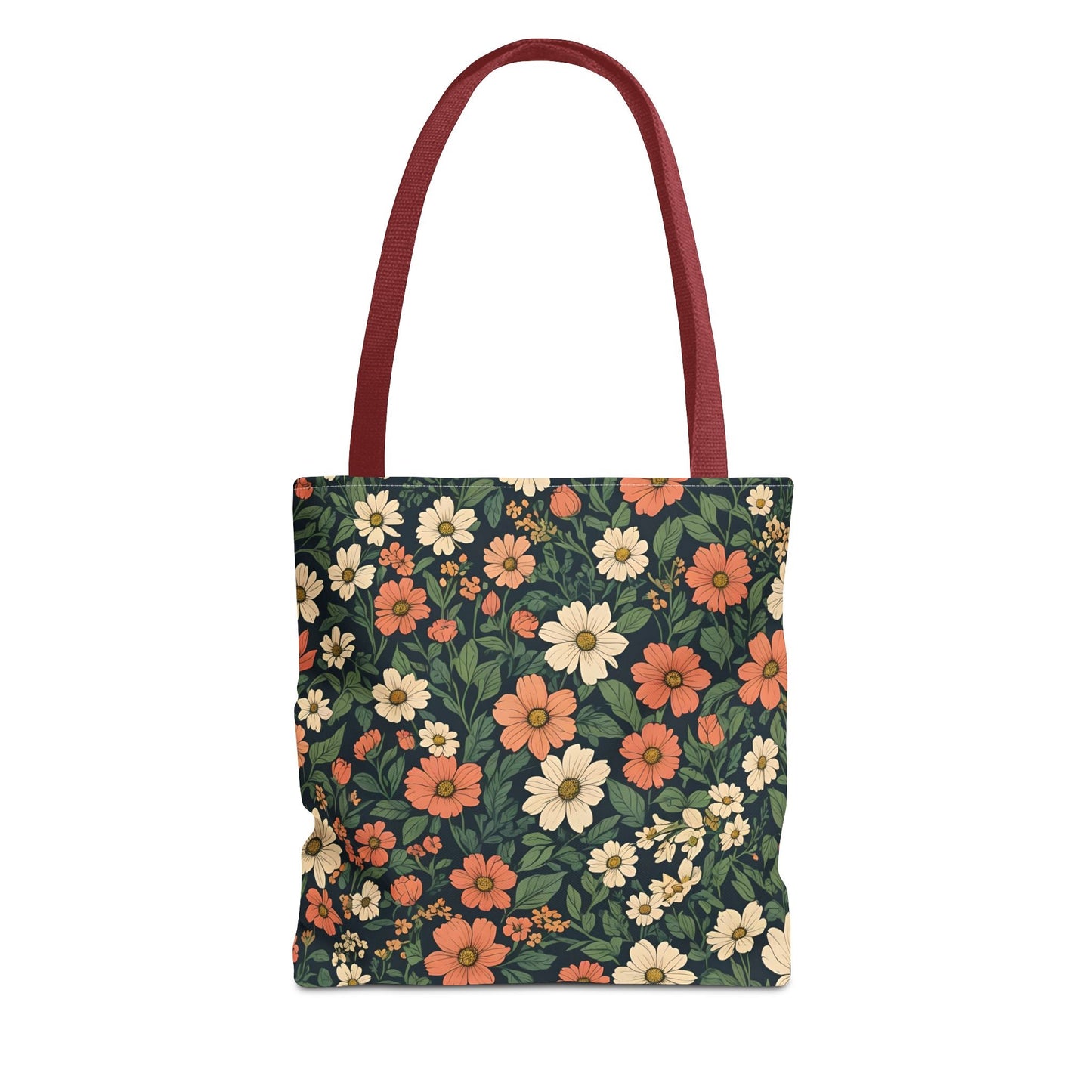 Tote Bag Floral Design Shopping Carry Travel Bag - 13’’ × 13’’ / Red - Tote Bag