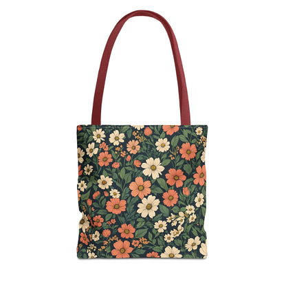 Tote Bag Floral Design Shopping Carry Travel Bag - 13’’ × 13’’ / Red - Tote Bag