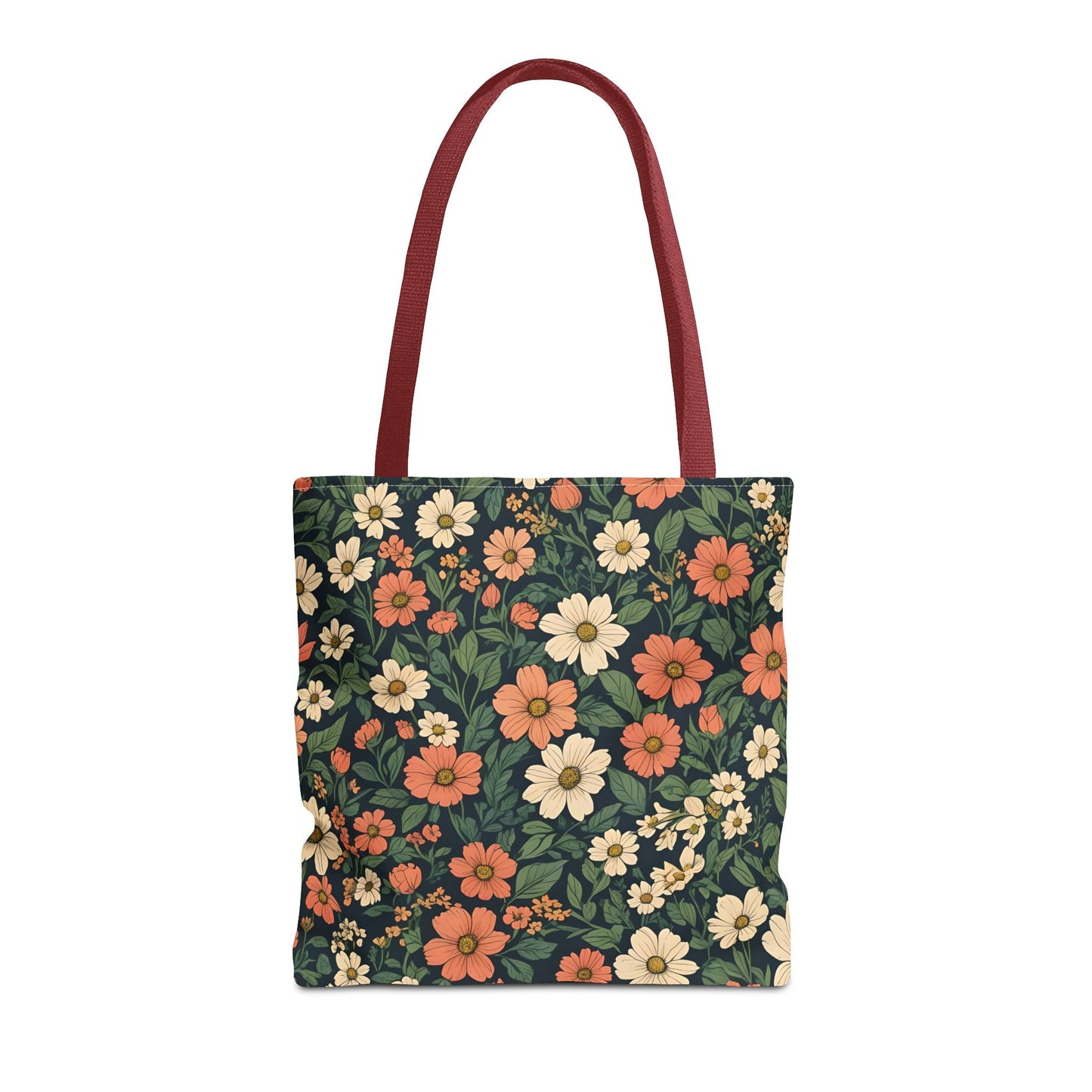 Tote Bag Floral Design Shopping Carry Travel Bag - 16’’ × 16’’ / Red - Tote Bag