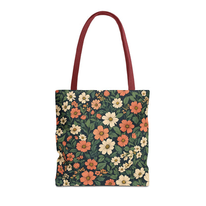 Tote Bag Floral Design Shopping Carry Travel Bag - 16’’ × 16’’ / Red - Tote Bag