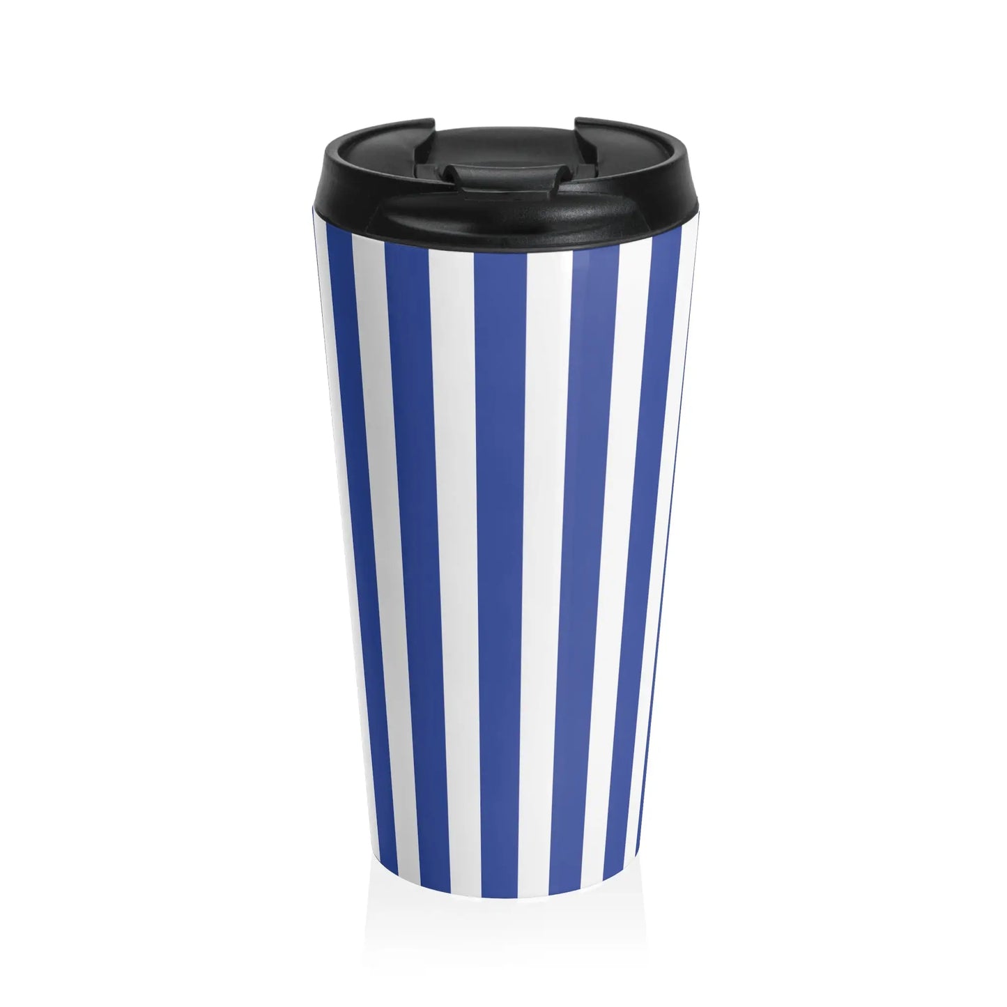 Stylish Vintage Blue Striped Stainless Steel Travel Mug Screw on Lid - 15oz - Mug