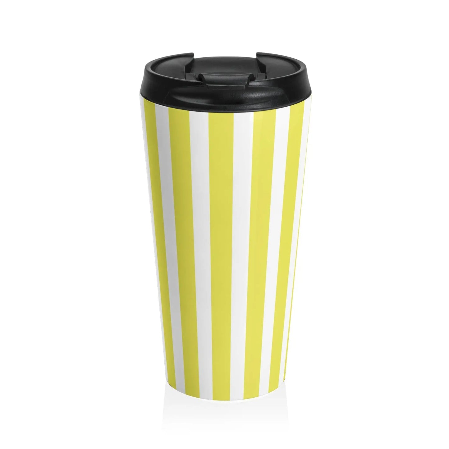 Vintage Bright Yellow Striped Stainless Steel Travel Mug Retro Insulated Coffee Cup Reusable Tea Tumbler Gift - 15oz