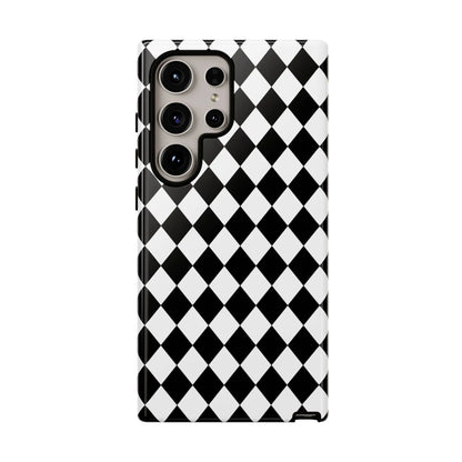 Black and white dimond tough phone case back for samsung galaxy s21 ultra with durable tough phone case design