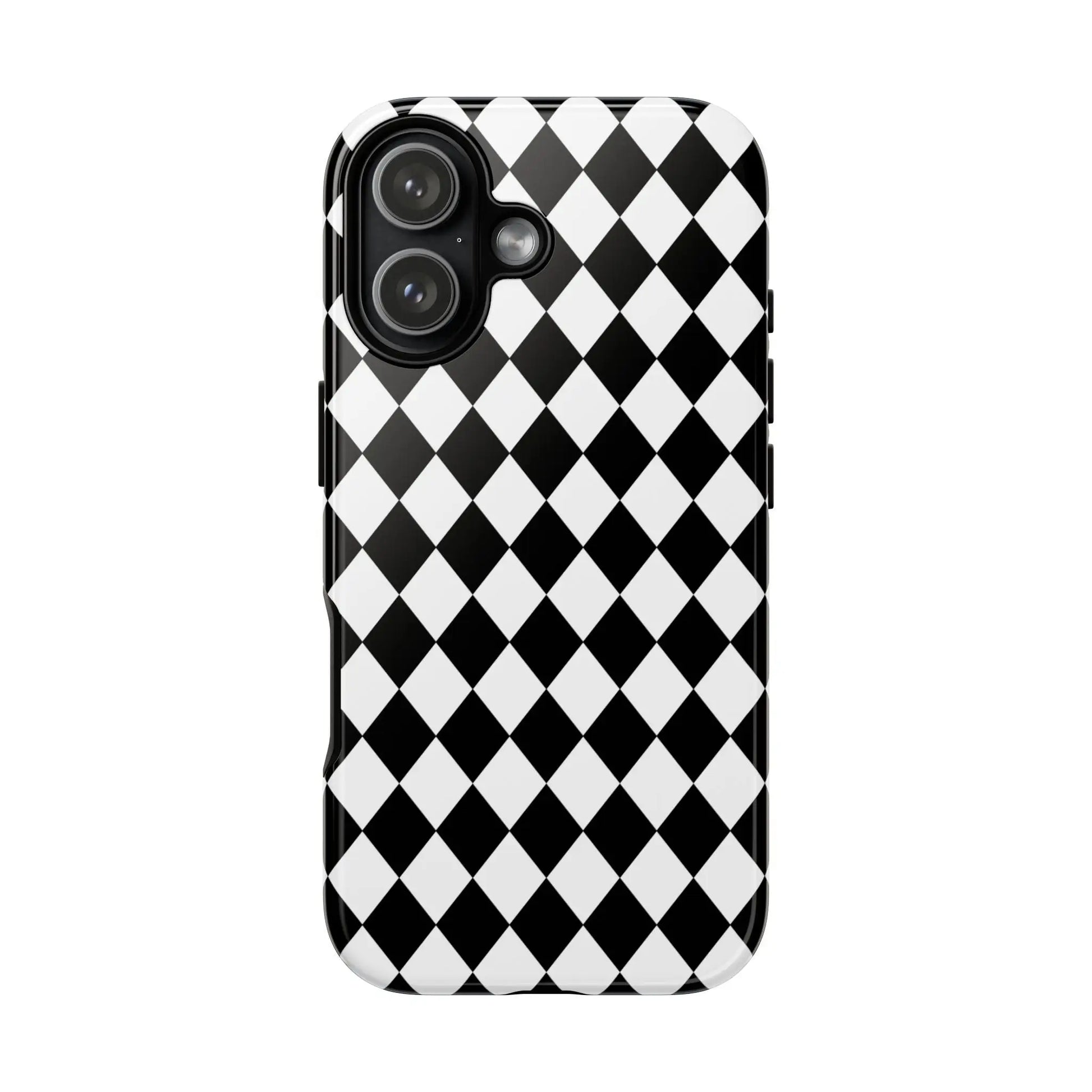 Back side of black and white diamond tough phone case cover for iphone google and samsung tough phone case