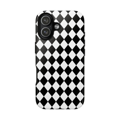 Back side of black and white diamond tough phone case cover for iphone google and samsung tough phone case