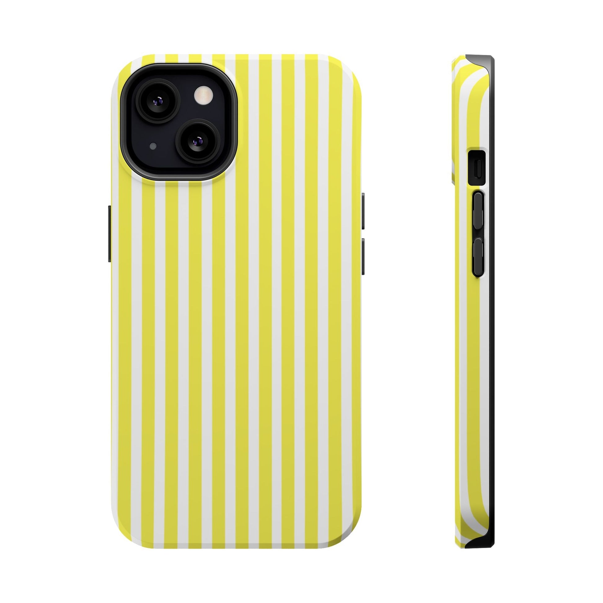 Yellow and White Striped iPhone Magnetic Tough Phone Cases - iPhone 13 / Matte