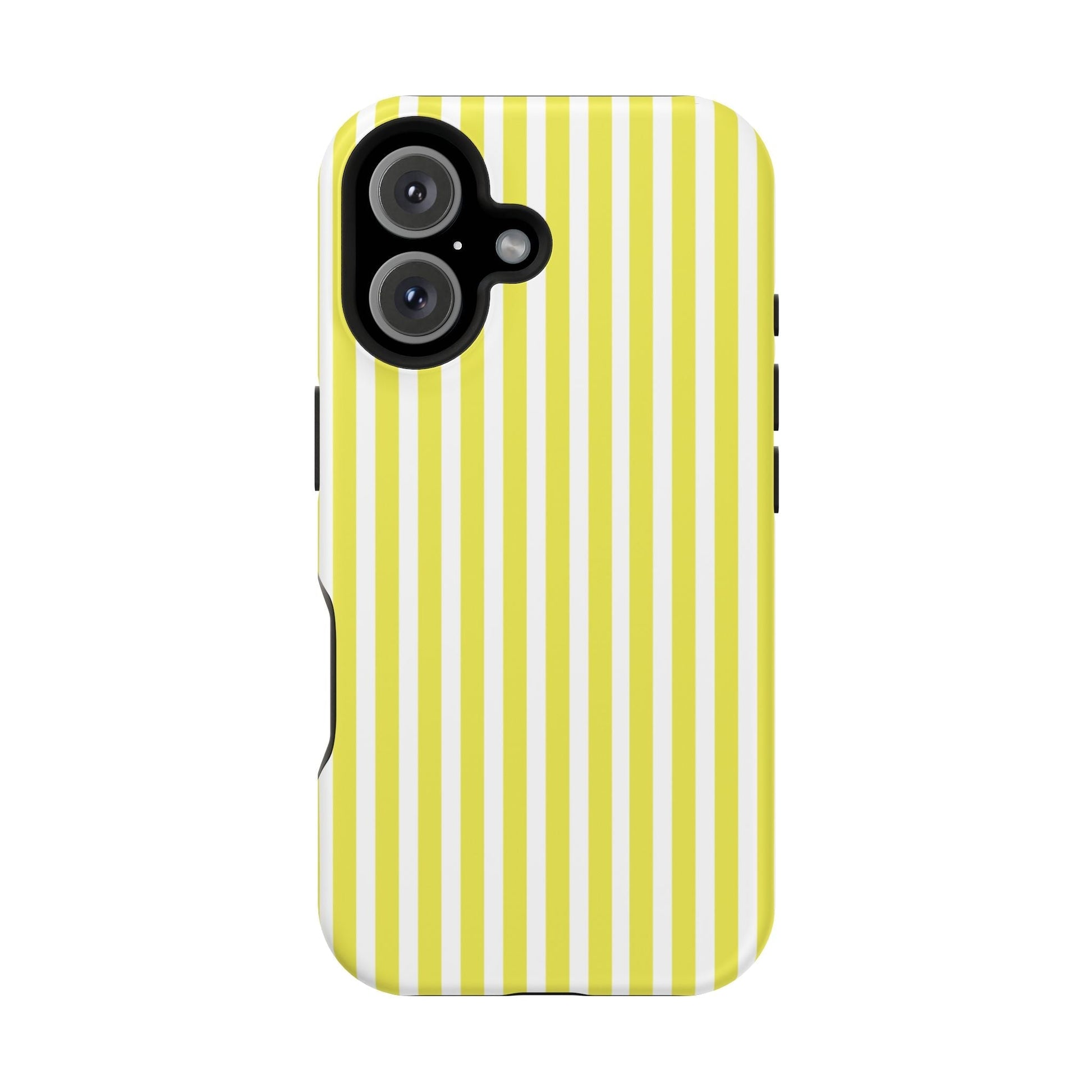 Yellow and White Striped iPhone Magnetic Tough Phone Cases - iPhone 16 / Matte