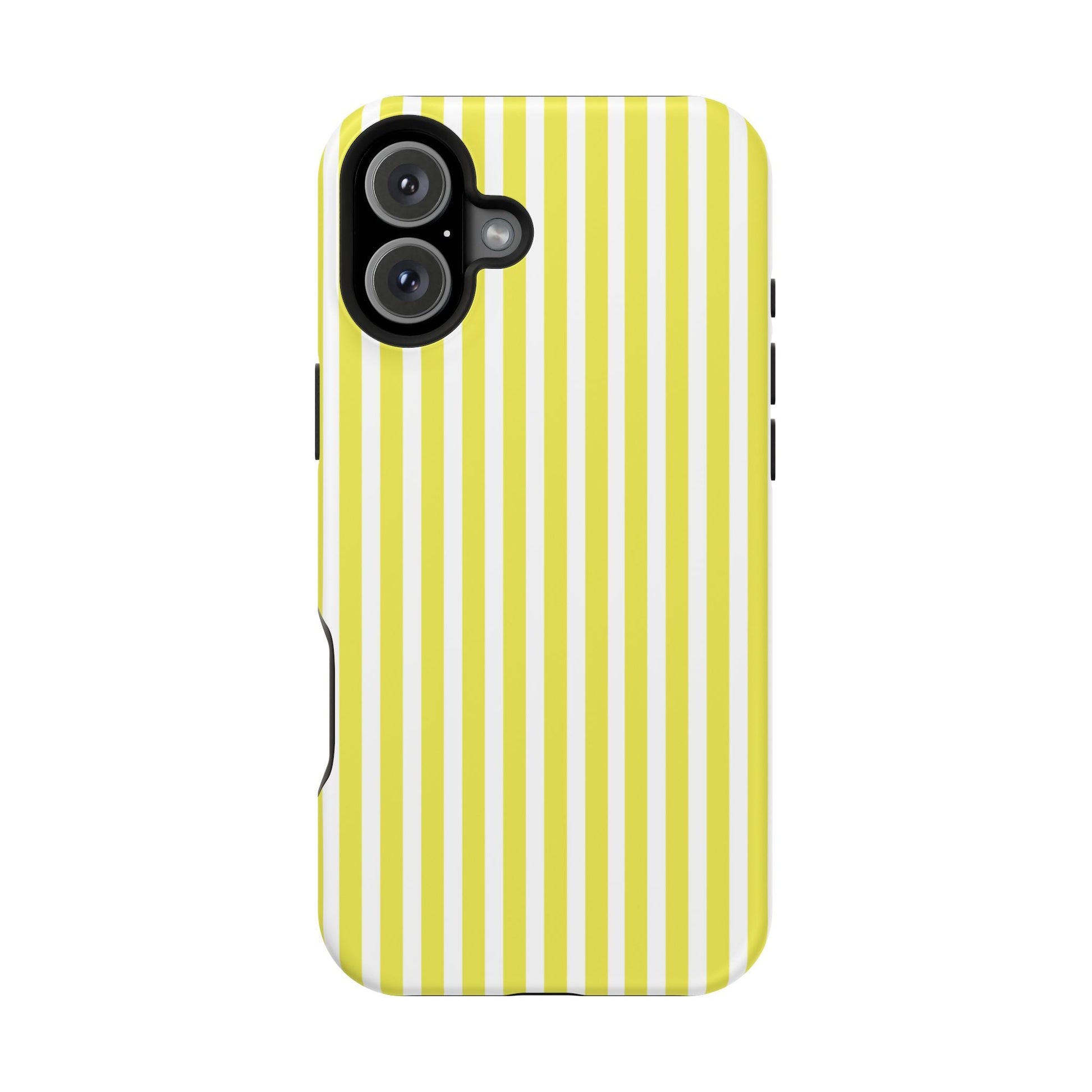 Yellow and White Striped iPhone Magnetic Tough Phone Cases - iPhone 16 Plus / Matte
