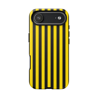 Yellow and black stripe tough case phone case with black stripe tough design for iphone samsung google mobile phones back side