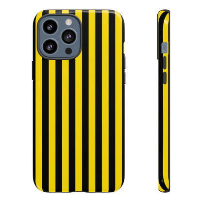 Yellow and black stripe tough case phone case with hard-shell design showing back side for iphone samsung google