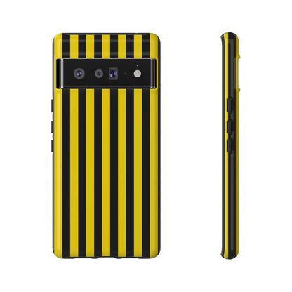 Back side of yellow and black vertical stripe tough case phone case with glossy finish for iphone samsung google phones
