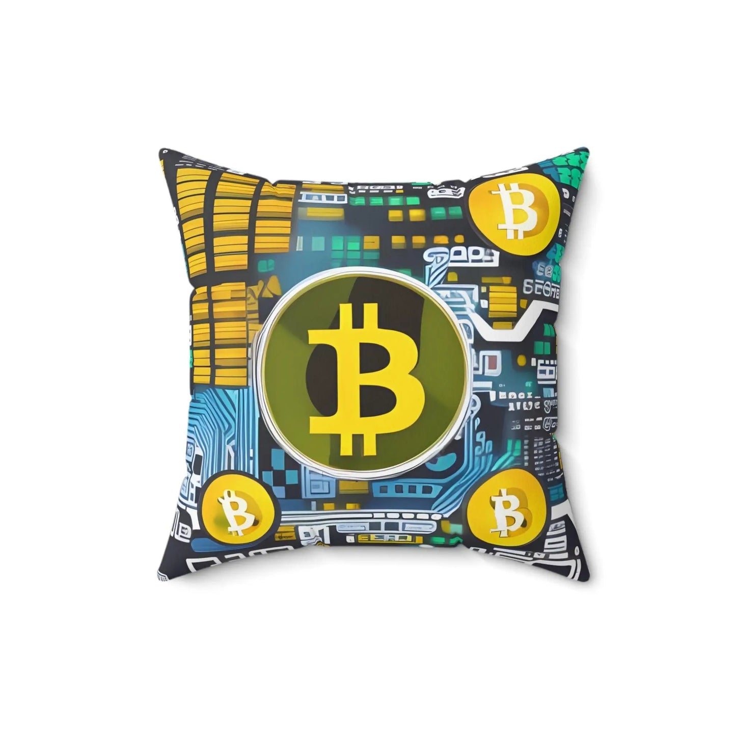 Bitcoin Yellow Square Throw Pillow