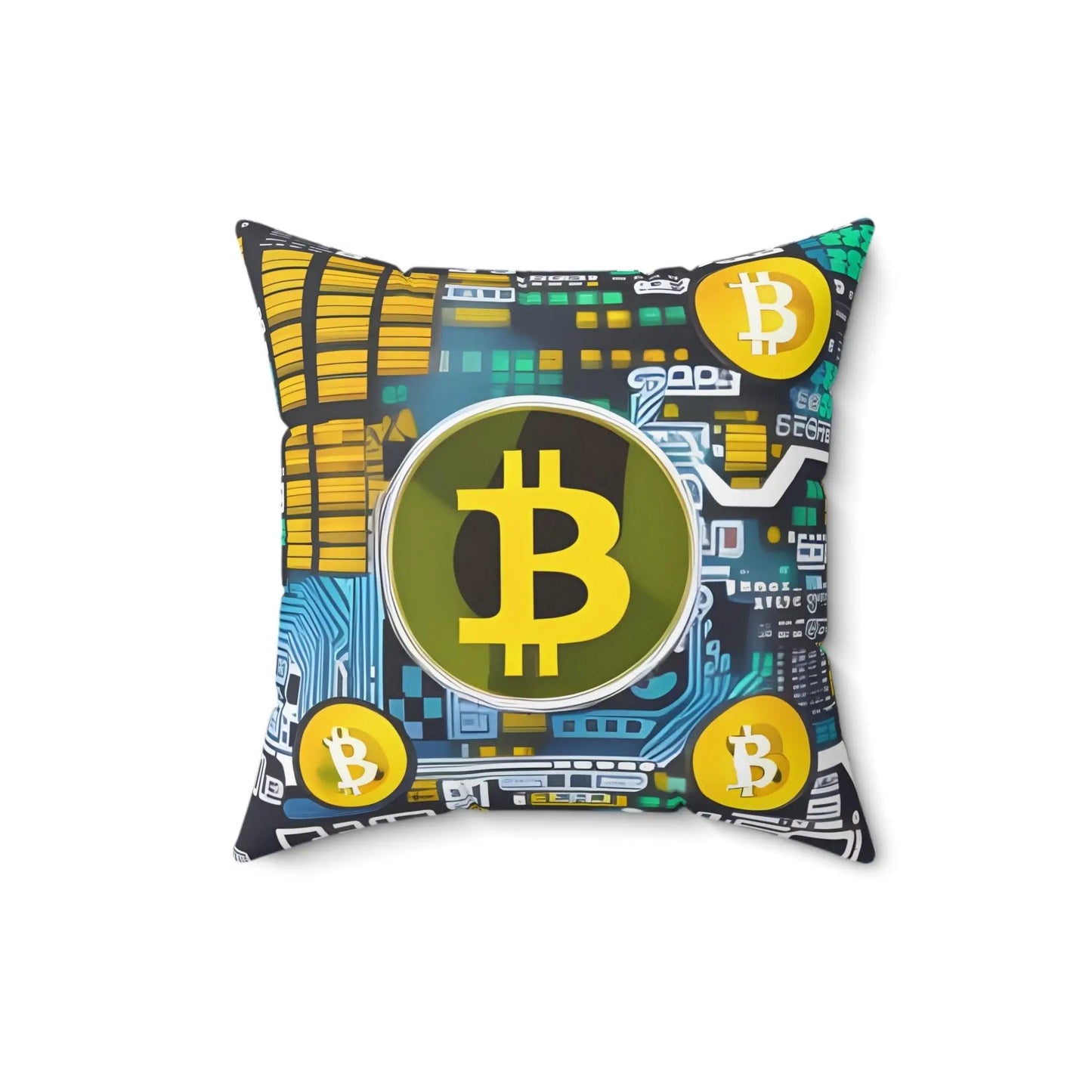 Bitcoin Yellow Square Throw Pillow