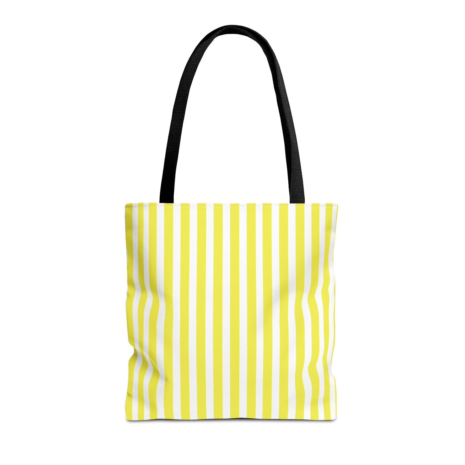 Yellow Vertical Stripes Tote Bag | Reusable Beach Market Bag - 16’’ × 16’’ / Black - Bags