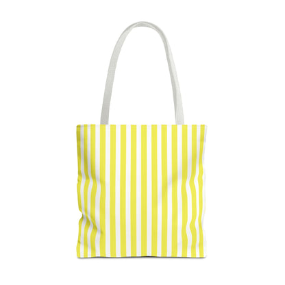 Yellow Vertical Stripes Tote Bag | Reusable Beach Market Bag - Bags