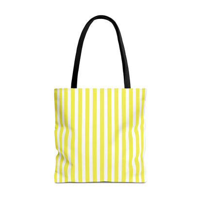 Yellow Vertical Stripes Tote Bag | Reusable Beach Market Bag - Bags