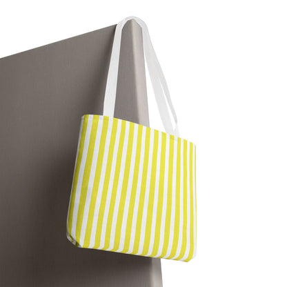 Yellow Vertical Stripes Tote Bag | Reusable Beach Market Bag - Bags