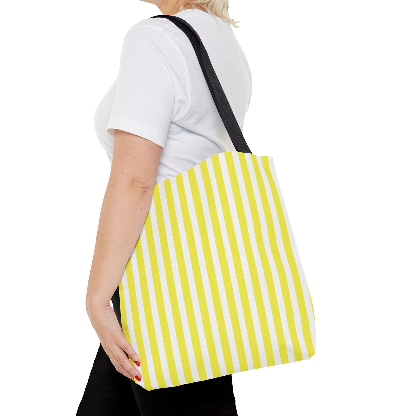 Yellow Vertical Stripes Tote Bag | Reusable Beach Market Bag - Bags