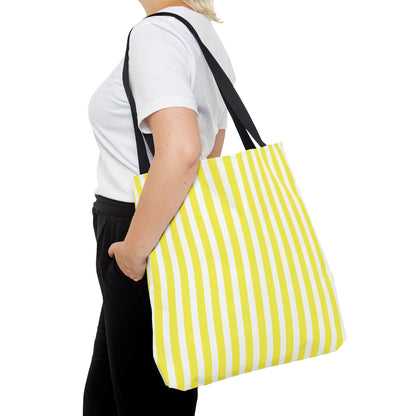Yellow Vertical Stripes Tote Bag | Reusable Beach Market Bag - Bags