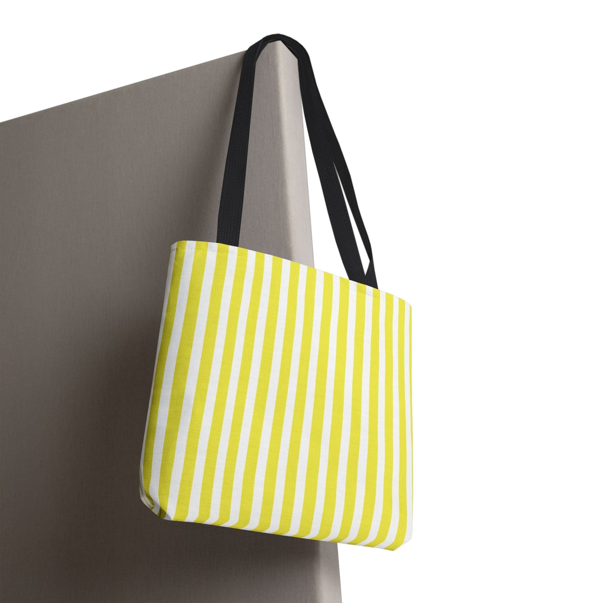 Yellow Vertical Stripes Tote Bag | Reusable Beach Market Bag - Bags